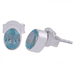 Blue Topaz Stud Earrings