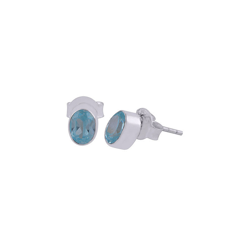 Blue Topaz Stud Earrings