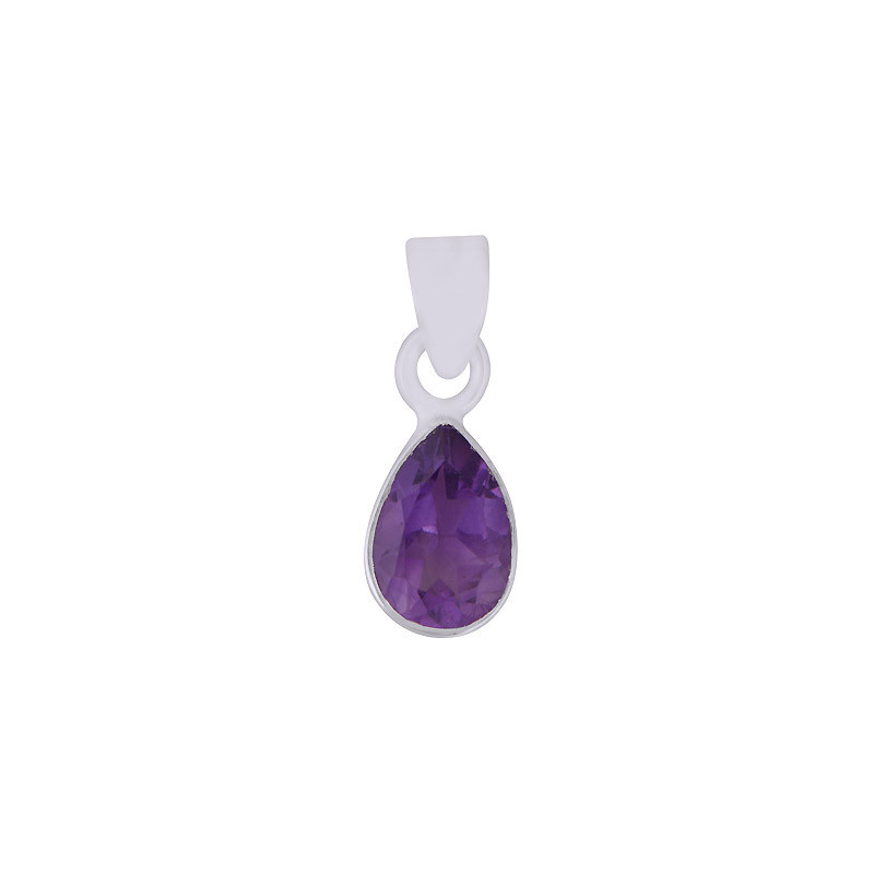 Amethyst Pear Shaped Stirling Silver Pendant