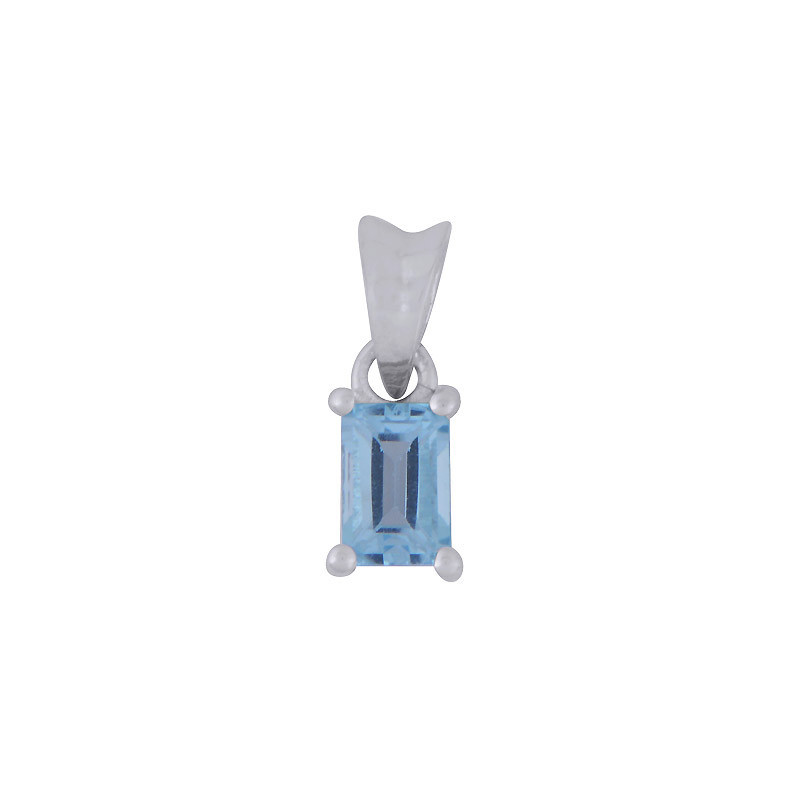 Blue Topaz Rectangle Shaped Stirling Silver Pendant