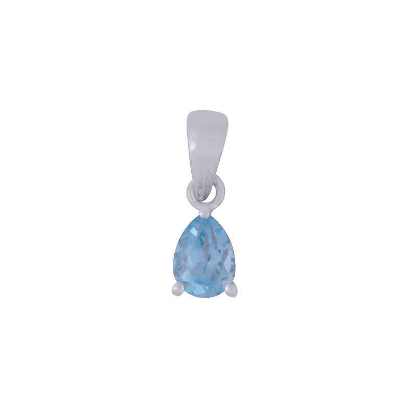 Blue Topaz Oval Shaped Stirling Silver Pendant